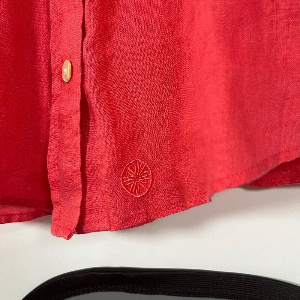 Lilly Pulitzer‎ 100% Linen Button Up Shirt Coral XL Stevey Relaxed Lightweight - Picture 4 of 11